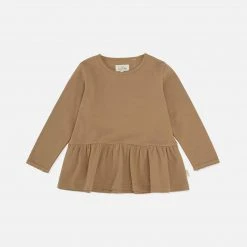 Konges Sløjd SALE Supima Cotton Ebi LS Frill Top - Tigers Eye