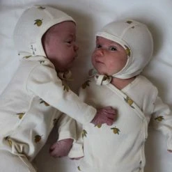 Konges Sløjd Organic Cotton Newborn Wrap Romper - Lemon Print Cotton & Linen