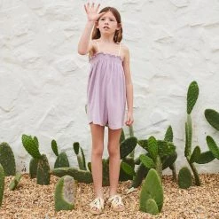 Liilu Organic Cotton Terry Smocked Playsuit - Lavender