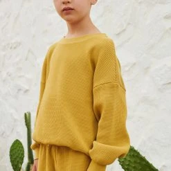 Liilu Cotton Waffle Sweatshirt - Olivenite