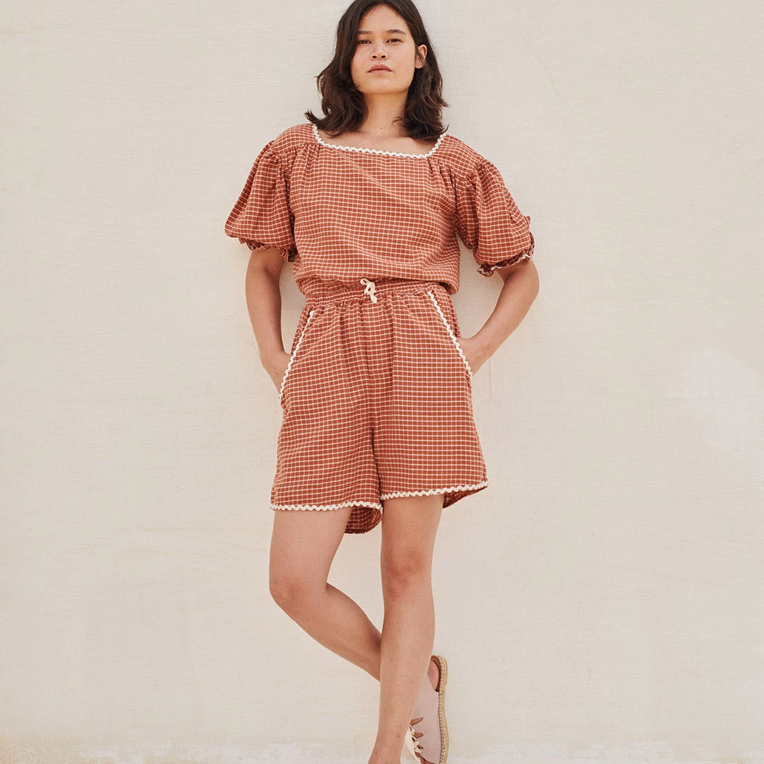 Liilu Women's Organic Cotton Lucia Shorts - Check