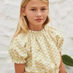 Liilu Organic Cotton Josephine Blouse - Flower Check SALE