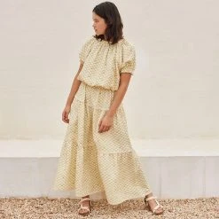 Liilu Women's Organic Cotton Josephine Blouse - Flower Check SALE