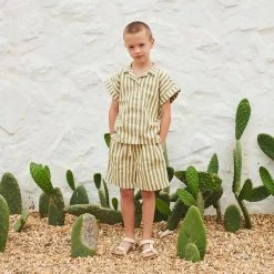 Liilu Cotton Mateo Shirt - Olive Stripe