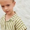 Liilu Cotton Mateo Shirt - Olive Stripe