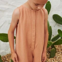 Liilu Organic Cotton Muslin Sasha Playsuit - Toast SALE
