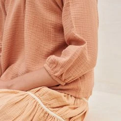 Women's Organic Cotton Muslin Liilu Blouse - Toast SALE