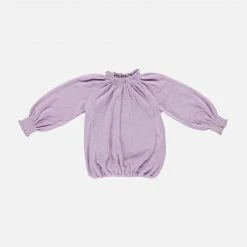 Liilu Organic Cotton Terry Smocked Blouse - Lavender