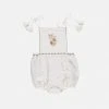 Liilu Cotton Muslin Folk Romper - Flamé/Milk