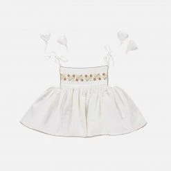 Liilu Women's Cotton Muslin Folk Top - Flamé/Milk