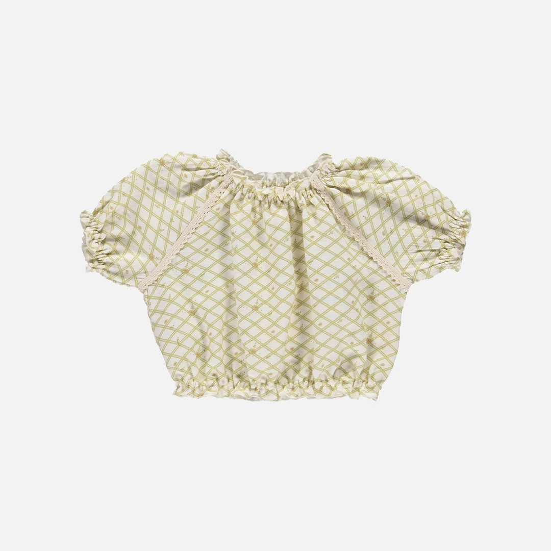 Liilu Women's Organic Cotton Josephine Blouse - Flower Check SALE