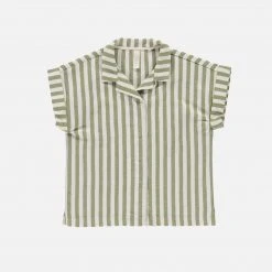 Liilu Cotton Mateo Shirt - Olive Stripe