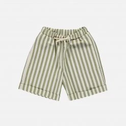 Liilu Cotton Bermuda Shorts - Olive Stripe