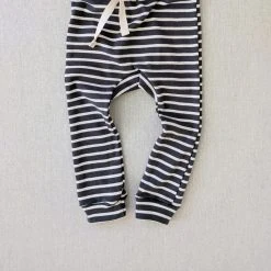 Mabo Organic Cotton Leggings - Charcoal/Natural Stripe