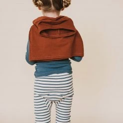 Mabo Cotton & Linen Organic Cotton Leggings - Natural/Azure Stripe