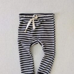 Mabo Organic Cotton Leggings - Charcoal/Natural Stripe