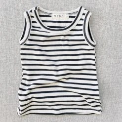 Mabo Organic Cotton Tank Top - Natural/Charcoal Stripe Cotton & Linen