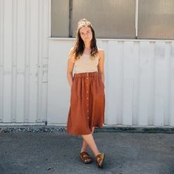 Matona Women's Linen Elsa Skirt - Sienna