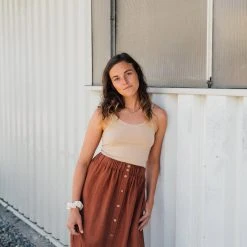 Matona Women's Linen Elsa Skirt - Sienna