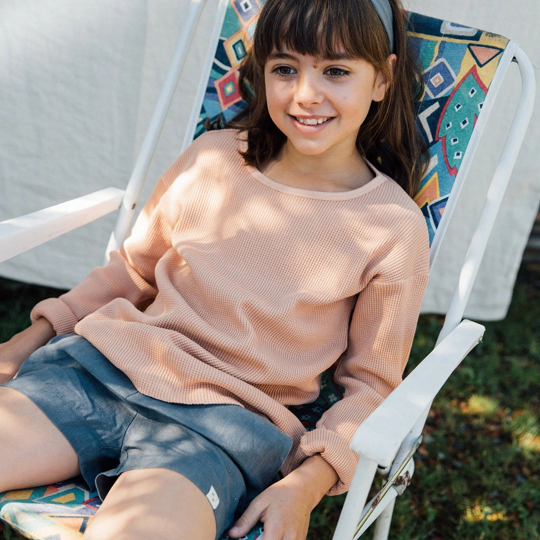 Matona Organic Cotton Waffle LS Top - Terracotta Cotton & Linen