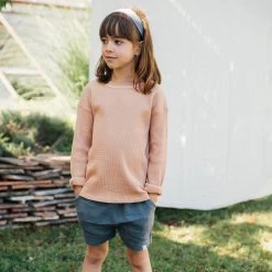 Matona Organic Cotton Waffle LS Top - Terracotta Cotton & Linen