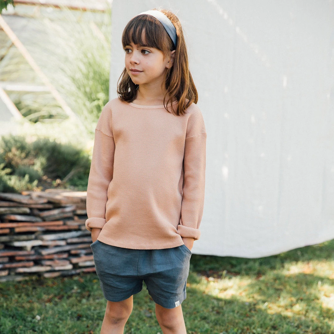 Matona Organic Cotton Waffle LS Top - Terracotta Cotton & Linen