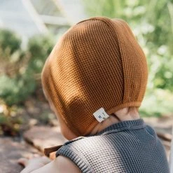 Matona Organic Cotton Waffle Bonnet - Toffee SALE