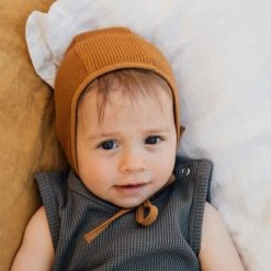 Matona Organic Cotton Waffle Bonnet - Toffee SALE