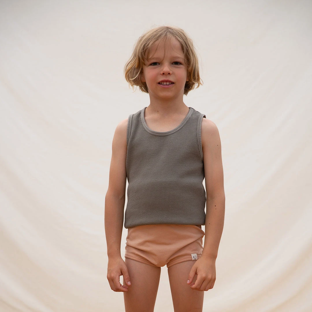 Matona Organic Cotton Waffle Tank Top - Olive