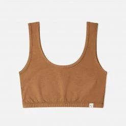 Matona Women's Organic Cotton Basic Cropped Top - Toffee