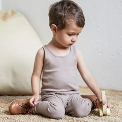 Minimalisma Organic Cotton Rib Sleeveless Rap Body - Latte