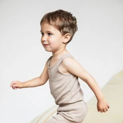 Minimalisma Organic Cotton Rib Sleeveless Rap Body - Latte