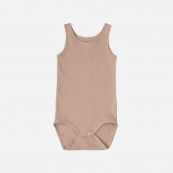 Minimalisma Organic Cotton Rib Sleeveless Rap Body - Latte