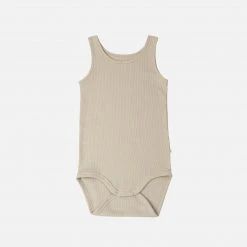 Minimalisma Organic Cotton Rib Sleeveless Rap Body - Pale Olive SALE