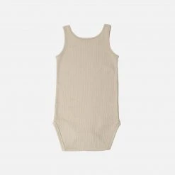 Minimalisma Organic Cotton Rib Sleeveless Rap Body - Pale Olive SALE