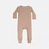 Minimalisma Organic Cotton Rib Rein Romper - Latte Cotton & Linen