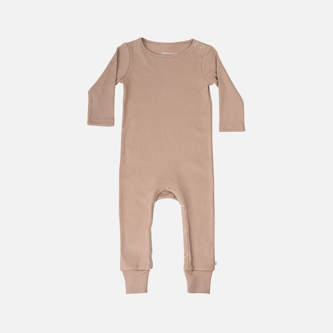 Minimalisma Organic Cotton Rib Rein Romper - Latte Cotton & Linen