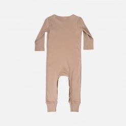 Minimalisma Organic Cotton Rib Rein Romper - Latte Cotton & Linen