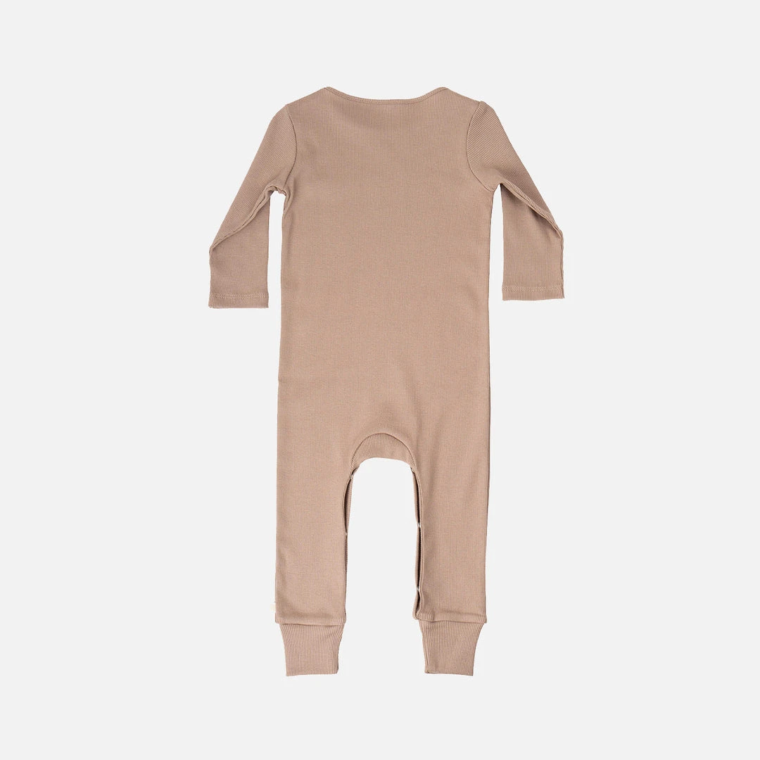 Minimalisma Organic Cotton Rib Rein Romper - Latte Cotton & Linen