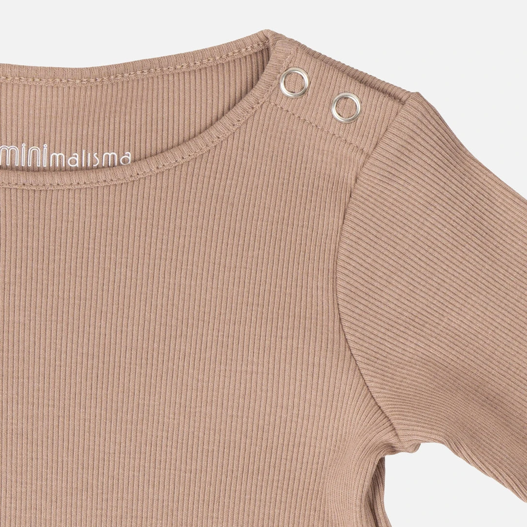 Minimalisma Organic Cotton Rib Rein Romper - Latte Cotton & Linen