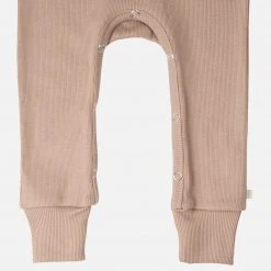 Minimalisma Organic Cotton Rib Rein Romper - Latte Cotton & Linen