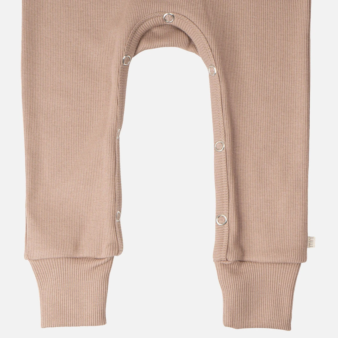 Minimalisma Organic Cotton Rib Rein Romper - Latte Cotton & Linen