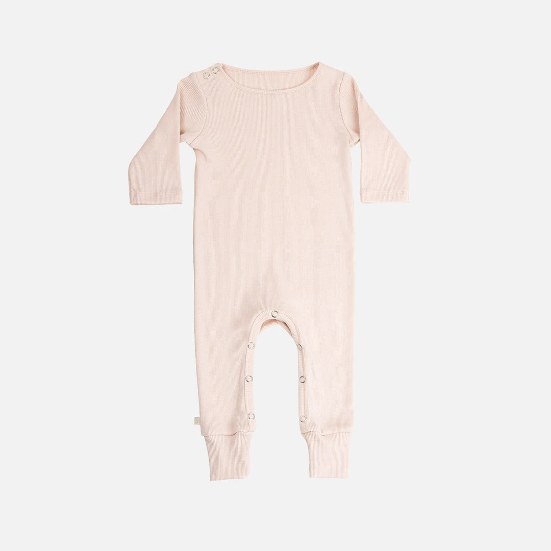 Minimalisma Cotton & Linen Organic Cotton Rib Rein Romper - Powder