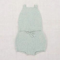 Misha & Puff Pima Cotton Cottonseed Starfish Sunsuit - Steel Blue Cotton & Linen