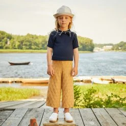 Misha & Puff Pima Cotton Block Stitch Wide Pants - Root Cotton & Linen
