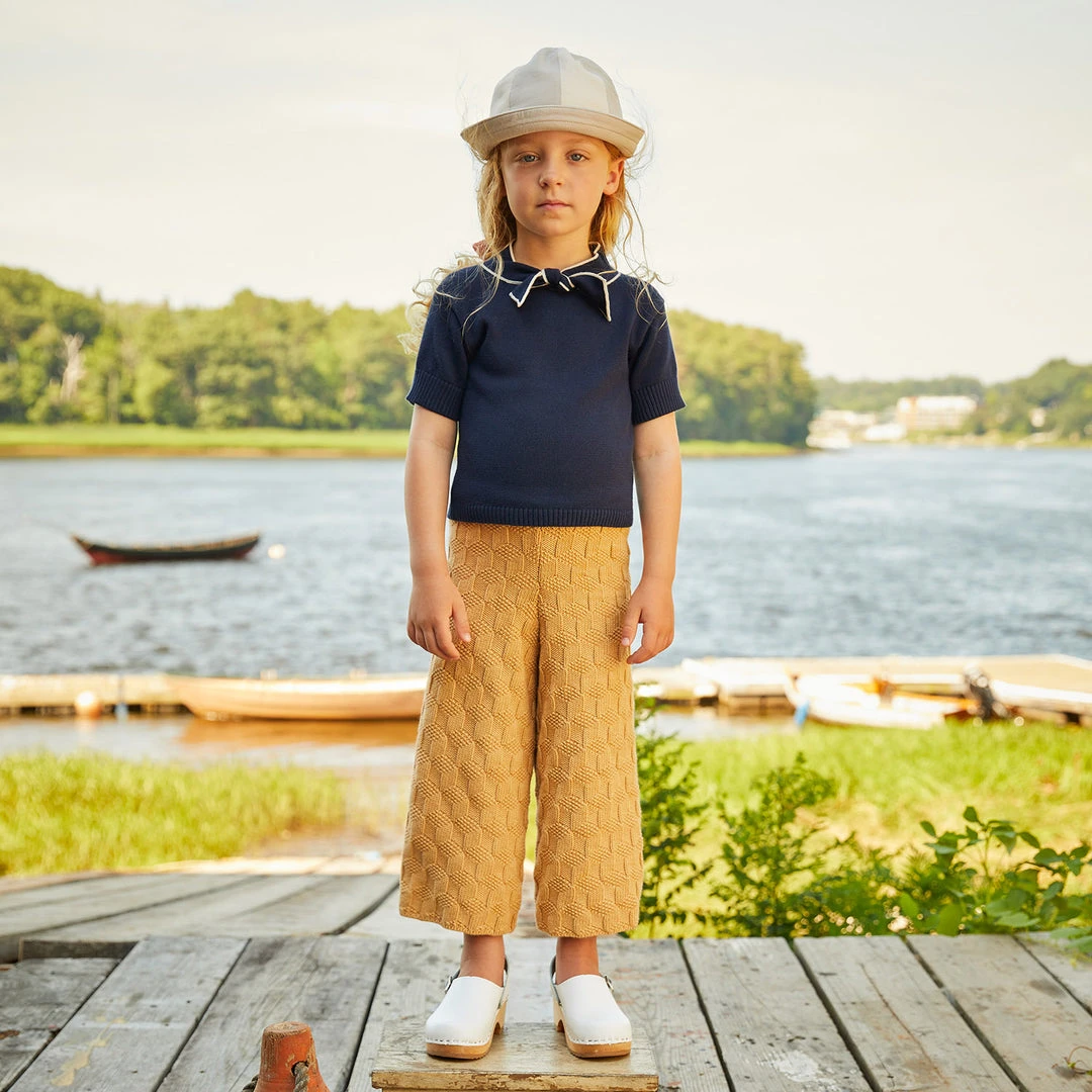 Misha & Puff Pima Cotton Block Stitch Wide Pants - Root Cotton & Linen