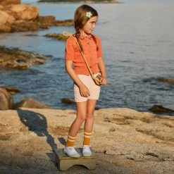 Misha & Puff Pima Cotton Ellie SS Cardigan - Melon Cotton & Linen