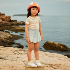 Misha & Puff Cotton & Linen Hand Knit Pima Cotton Skating Pond Skirt - Steel Blue