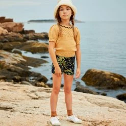 Misha & Puff Pima Cotton Cycling Shorts - Maritime Blue Wild Daisy Cotton & Linen