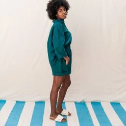 Monkind Women's Organic Cotton/Linen Shirt - Ocean SALE